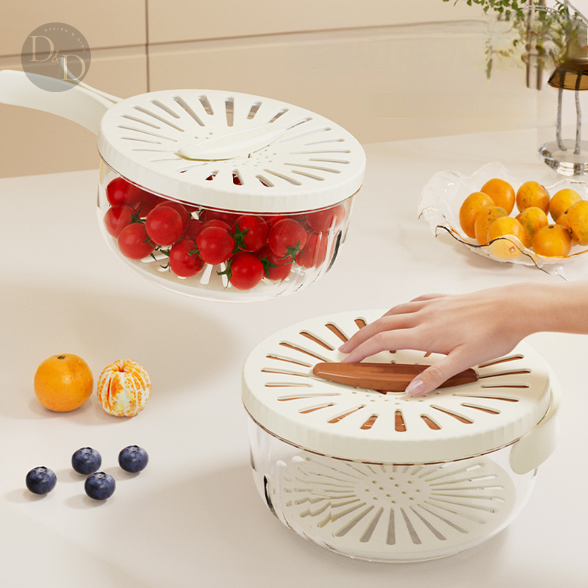 Food Storage Container Set | Stackable Produce Keeper with Rinse Function VexonGear