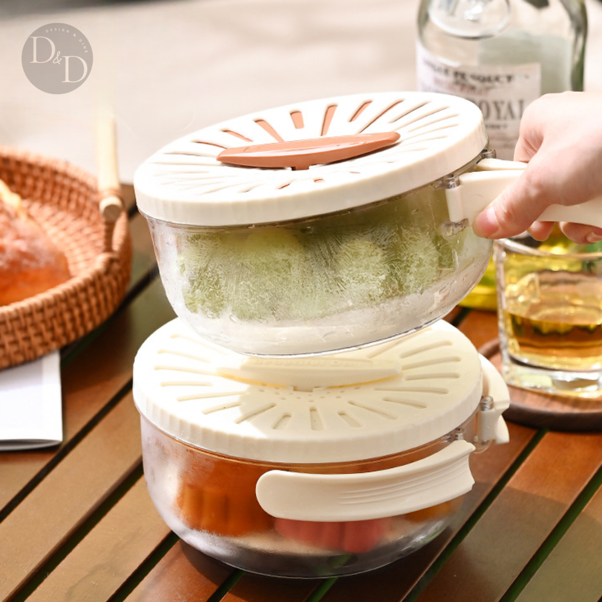 Food Storage Container Set | Stackable Produce Keeper with Rinse Function VexonGear
