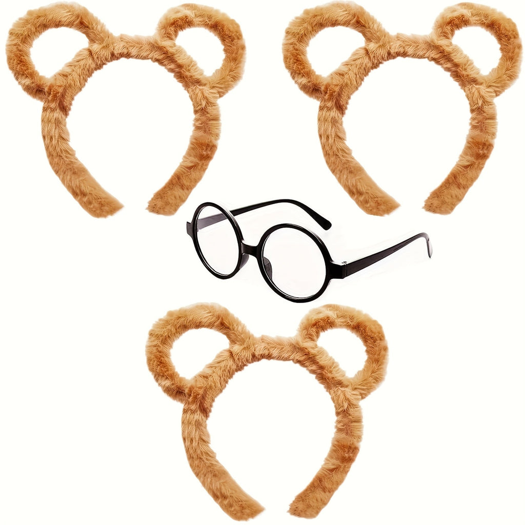 Chipmunk Costume Accessories Set | Plush Headbands & Round Glasses VexonGear