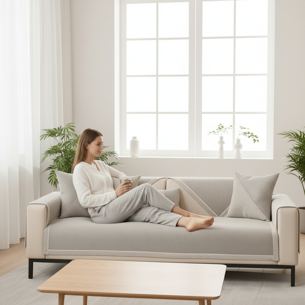 Vexon Non-Slip Cotton-Linen Sofa Cover for All Seasons