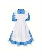 Classic Storybook Dress Set | Blue Cotton Puff Sleeve Costume VexonGear