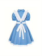 Classic Storybook Dress Set | Blue Cotton Puff Sleeve Costume VexonGear