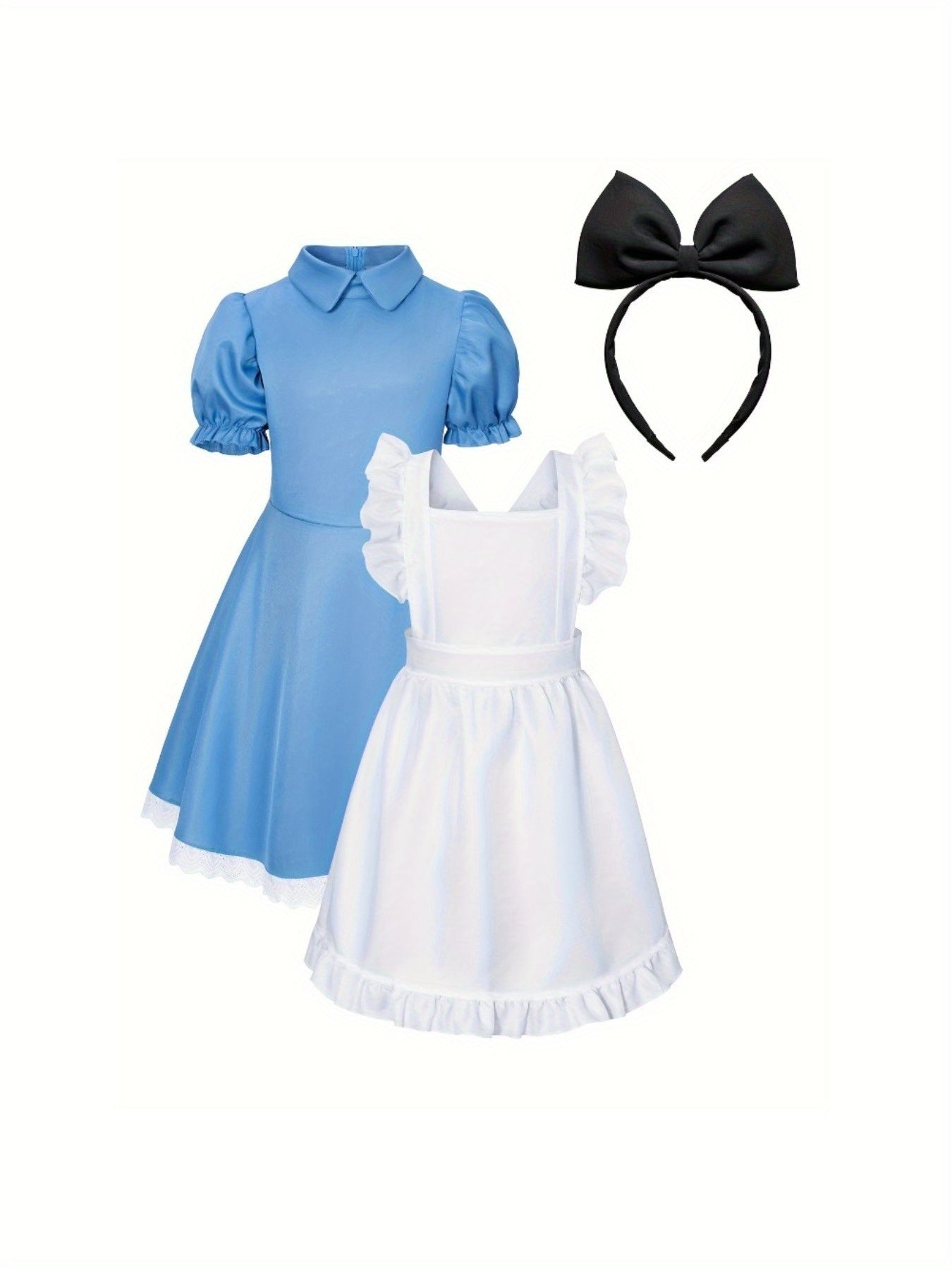 Classic Storybook Dress Set | Blue Cotton Puff Sleeve Costume VexonGear
