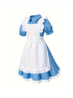 Classic Storybook Dress Set | Blue Cotton Puff Sleeve Costume VexonGear