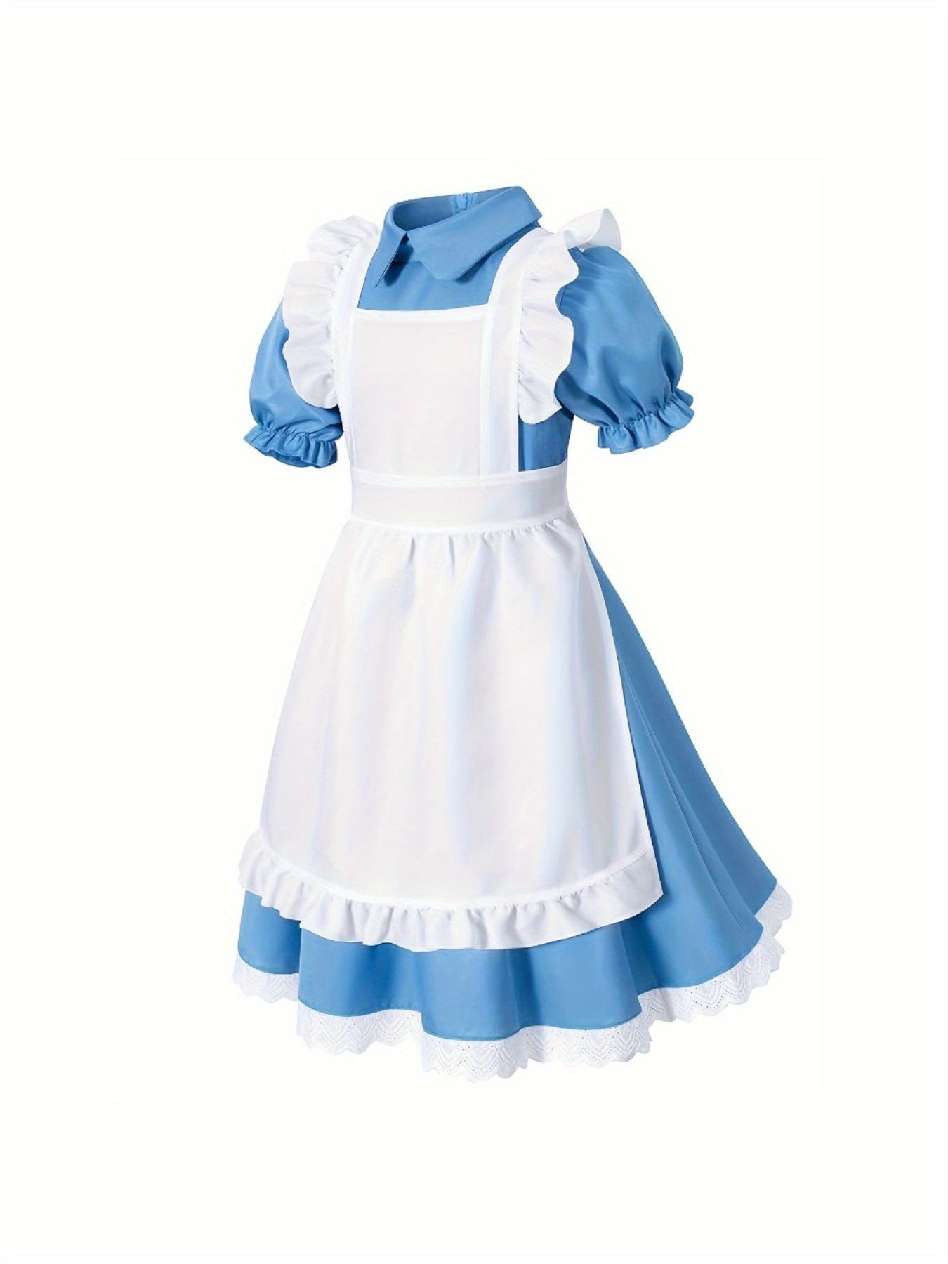 Classic Storybook Dress Set | Blue Cotton Puff Sleeve Costume VexonGear