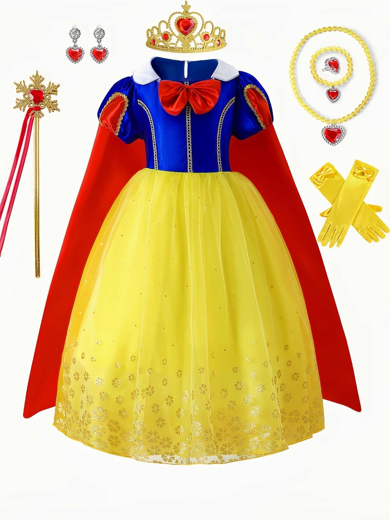 Princess Costume Dress | Royal Blue Tulle Ball Gown With Cape VexonGear