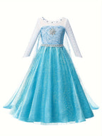 Girls Winter Princess Dress | Crystal Snowflake Design VexonGear