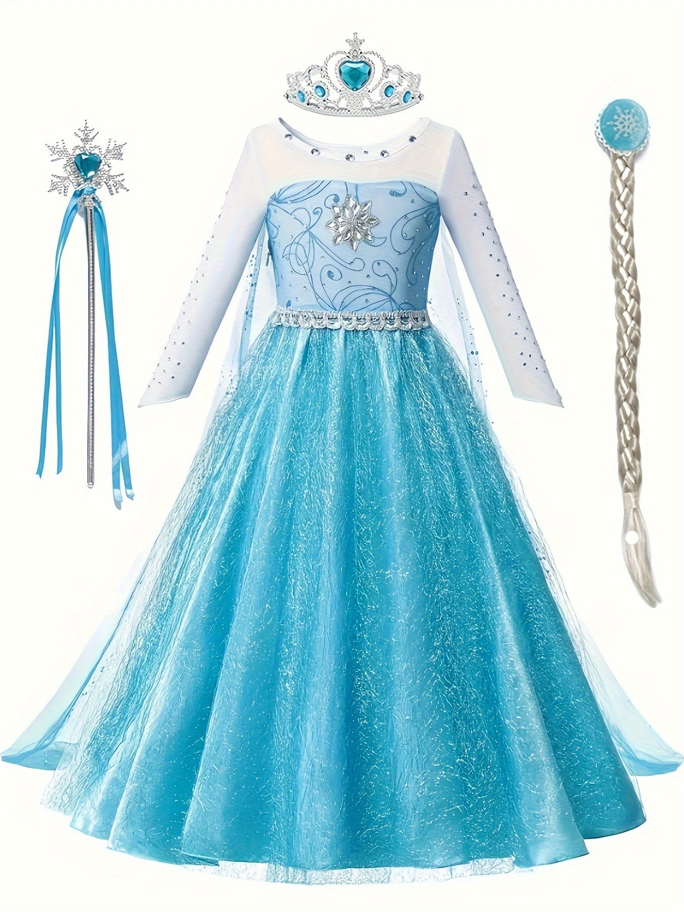 Girls Winter Princess Dress | Crystal Snowflake Design VexonGear