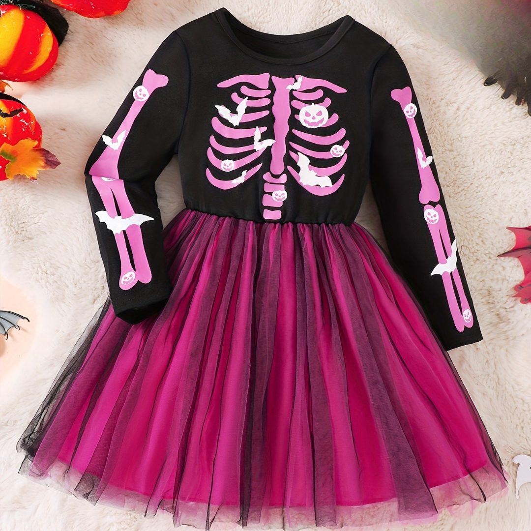Halloween Skeleton Dress | Pink Tulle Party Costume VexonGear