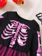 Halloween Skeleton Dress | Pink Tulle Party Costume VexonGear