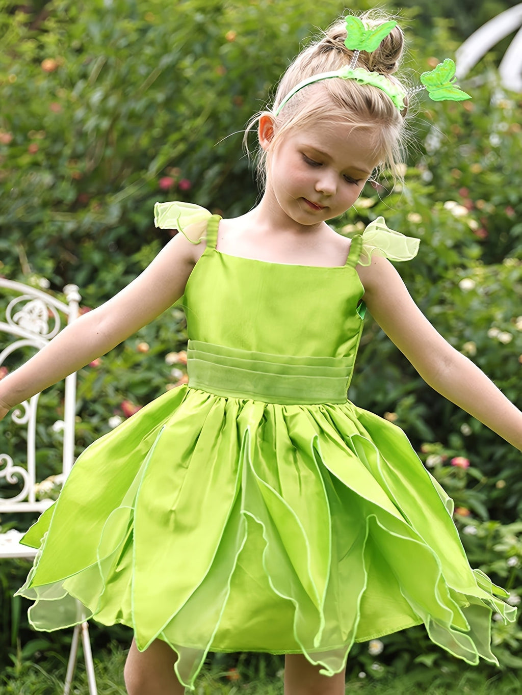 Girls Fairy Costume Dress | Petal Skirt Design With Flutter Sleeves VexonGear