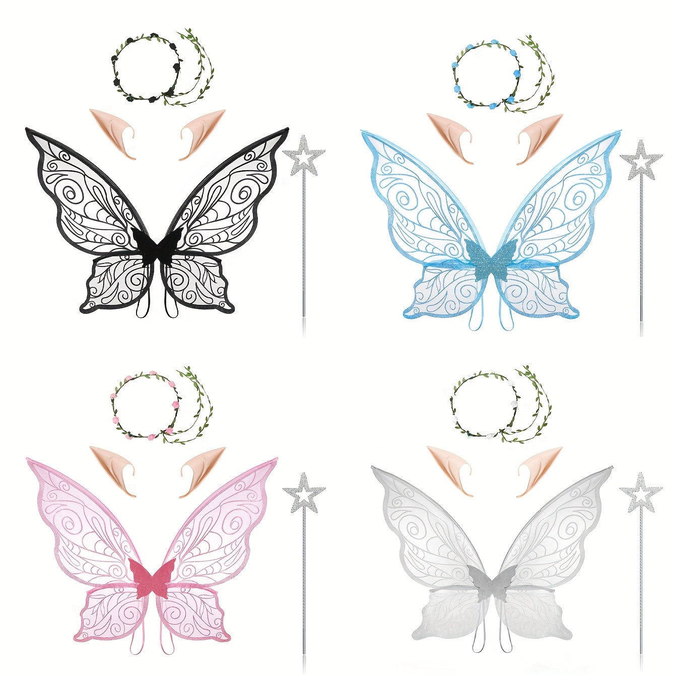Fairy Wings Costume Accessory | Glitter Pink Butterfly Design VexonGear