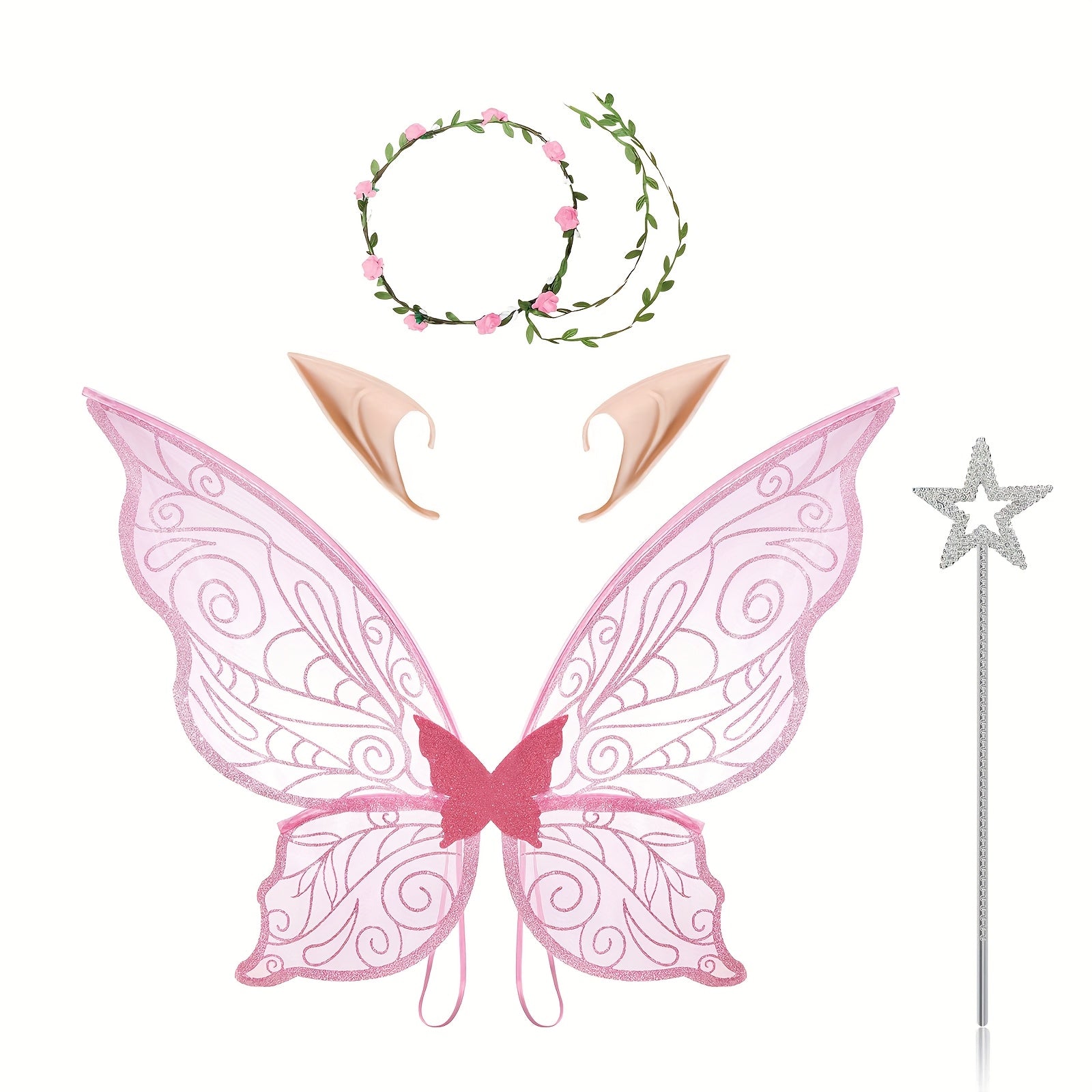 Fairy Wings Costume Accessory | Glitter Pink Butterfly Design VexonGear