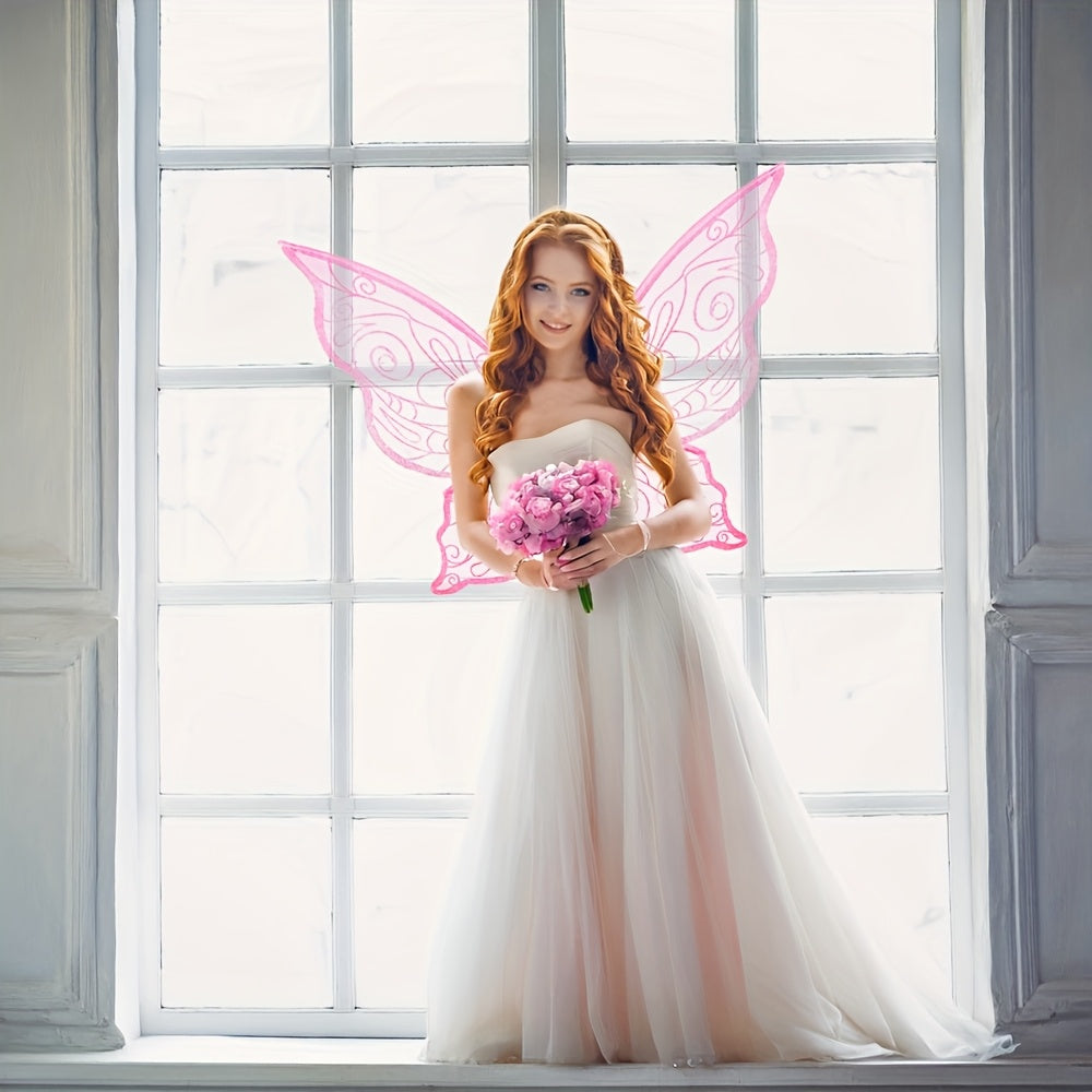 Fairy Wings Costume Accessory | Glitter Pink Butterfly Design VexonGear