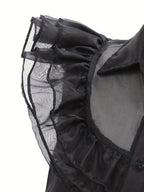 Gothic Tiered Dress | Black Ruffled Costume With Accessories VexonGear