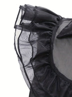 Gothic Tiered Dress | Black Ruffled Costume With Accessories VexonGear
