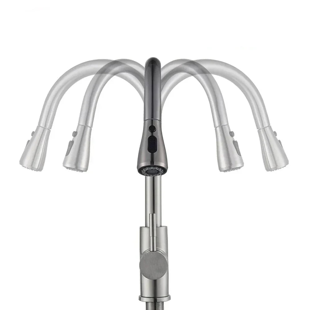 Modern Pull Down Kitchen Faucet | Brushed Nickel Flexible Spout VexonGear