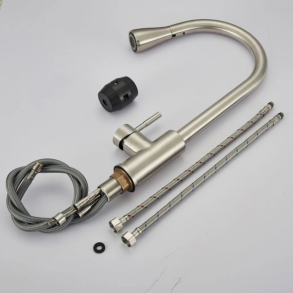 Modern Pull Down Kitchen Faucet | Brushed Nickel Flexible Spout VexonGear