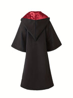 Kids Wizard Costume Set | Black Robe With Red Hood Lining VexonGear