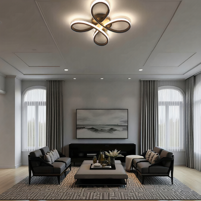 LED Ceiling Light Dimmable Iron Clover Design, Adjustable Dimming VexonGear
