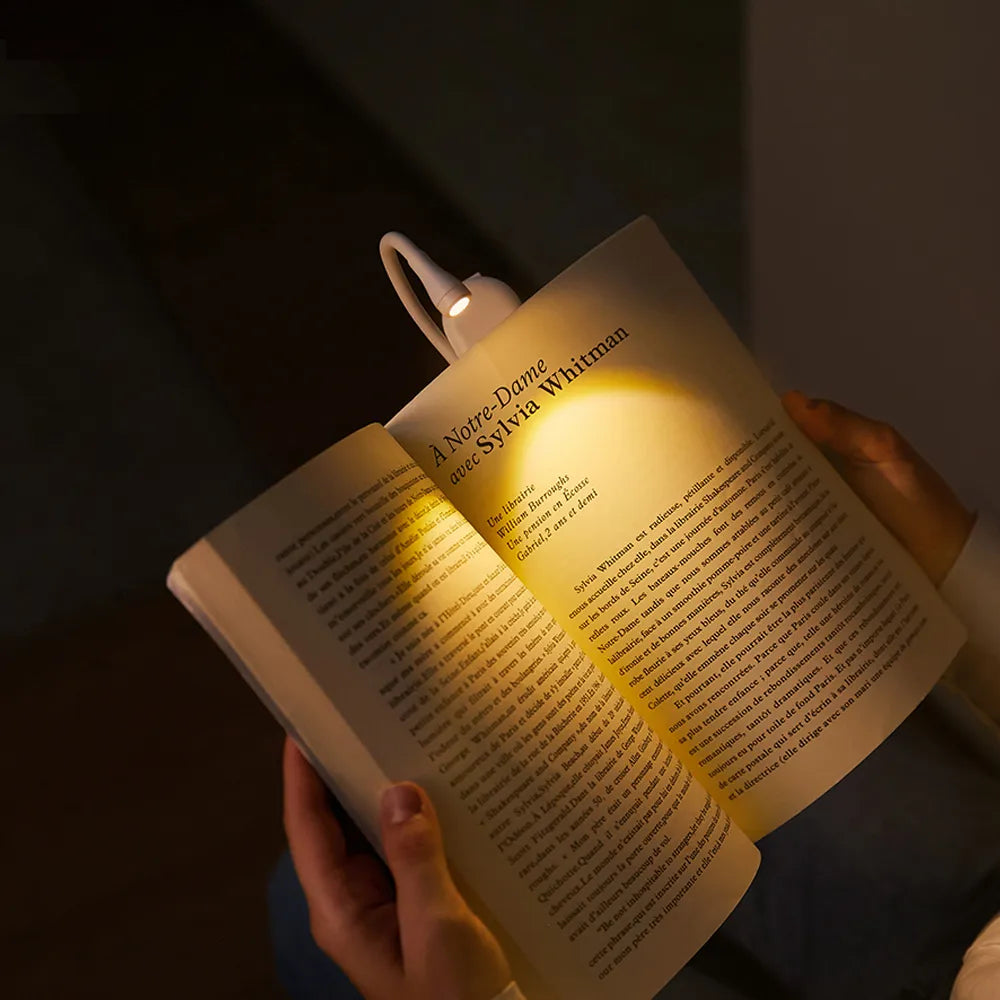 LED Clip-On Reading Light Flexible Neck USB Charging Clip Mount Warm LED