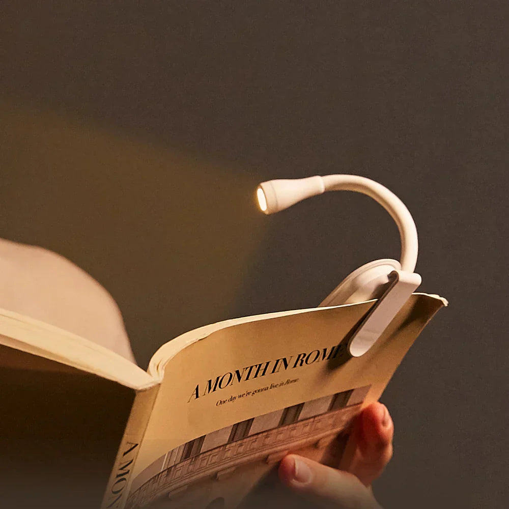LED Clip-On Reading Light Flexible Neck USB Charging Clip Mount Warm LED