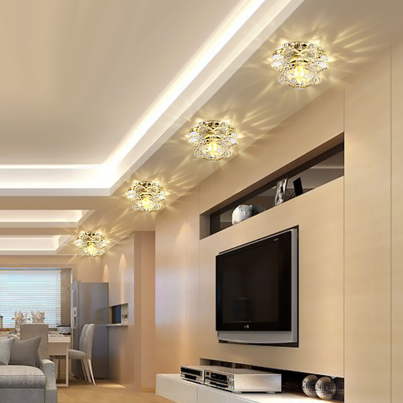 LED Crystal Flush Mount Ceiling Light, 220V Voltage, Crystal Iron Material VexonGear