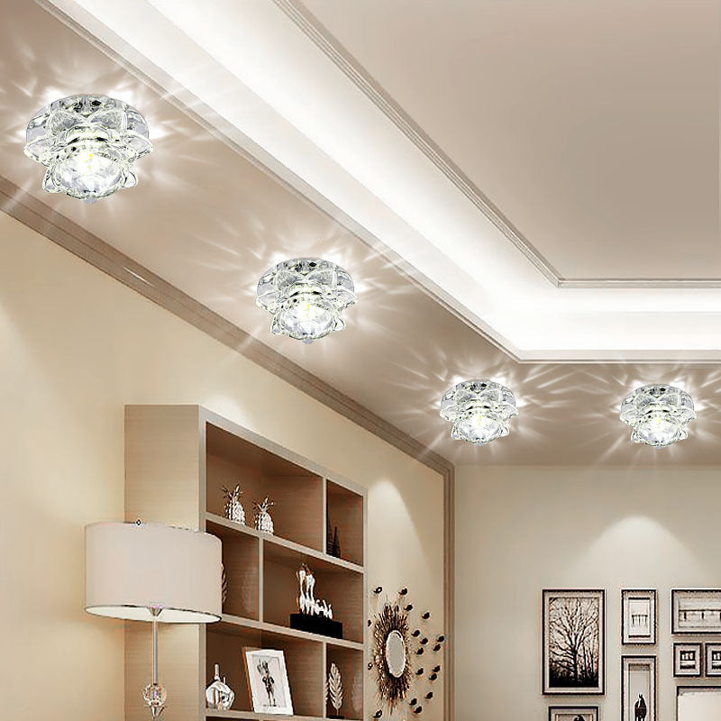 LED Crystal Flush Mount Ceiling Light, 220V Voltage, Crystal Iron Material VexonGear