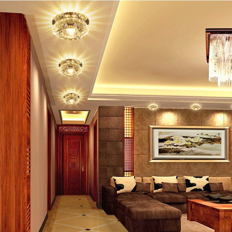 LED Crystal Flush Mount Ceiling Light, 220V Voltage, Crystal Iron Material VexonGear