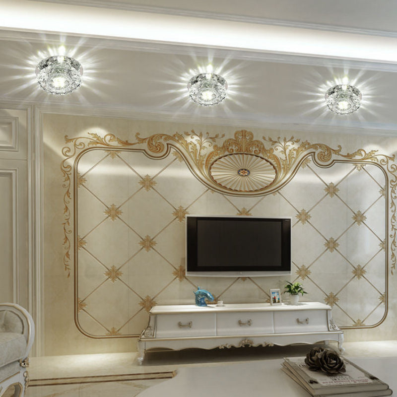 LED Crystal Flush Mount Ceiling Light, 220V Voltage, Crystal Iron Material VexonGear
