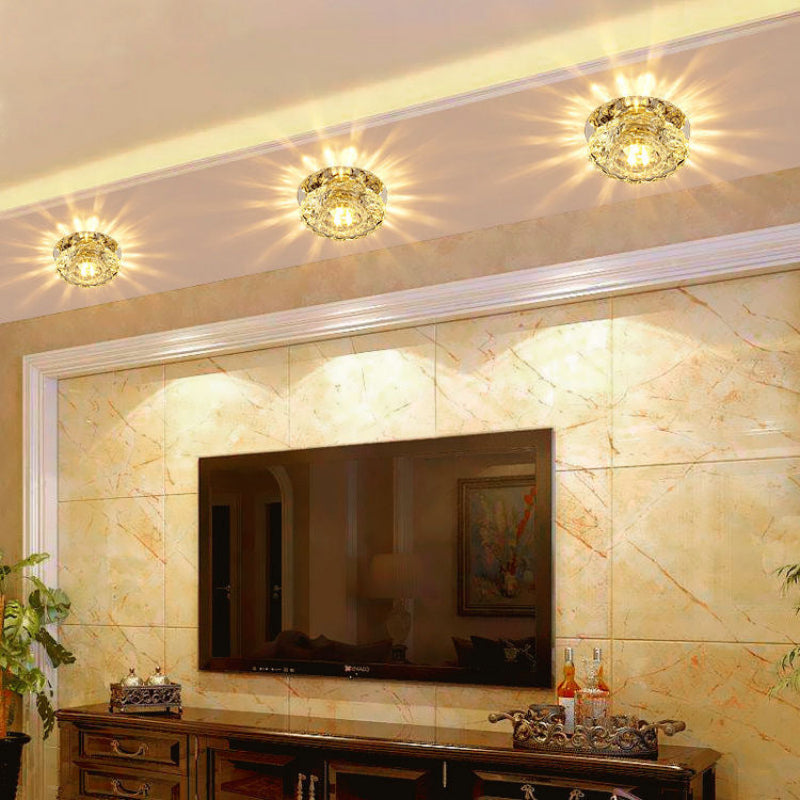 LED Crystal Flush Mount Ceiling Light, 220V Voltage, Crystal Iron Material VexonGear