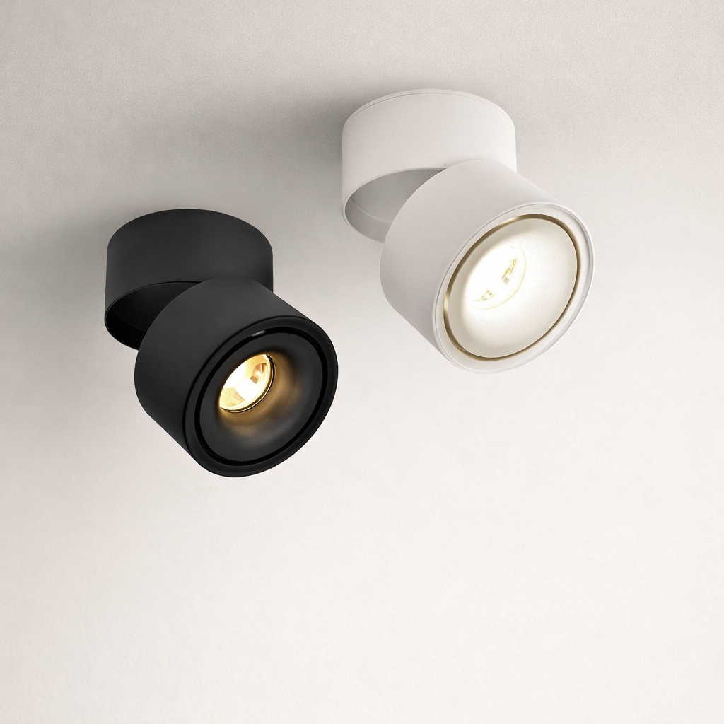 LED Spotlight Dimmable Adjustable Angle Surface Mounted Black White VexonGear