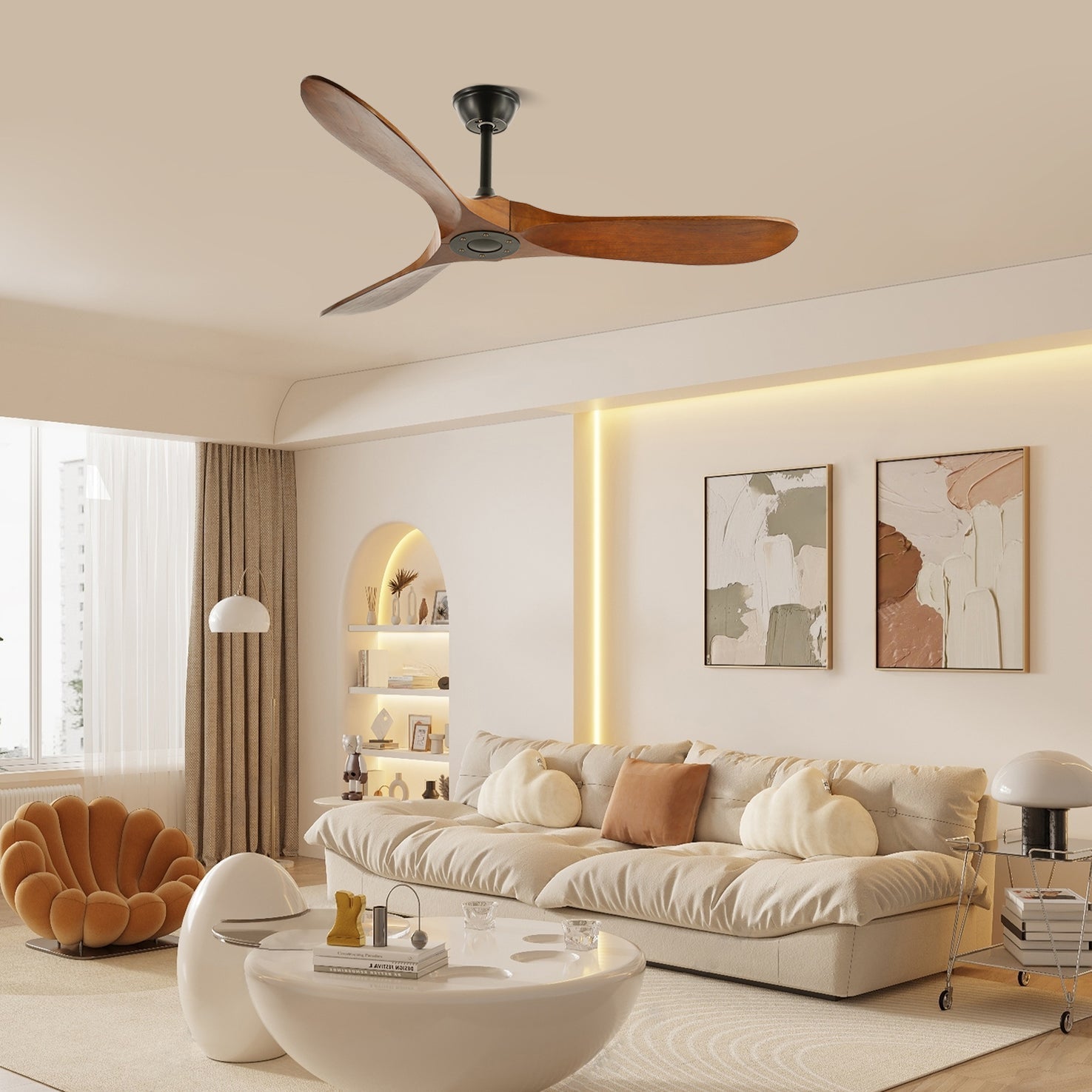 Lorenna Wooden Ceiling Fan with Remote Control
