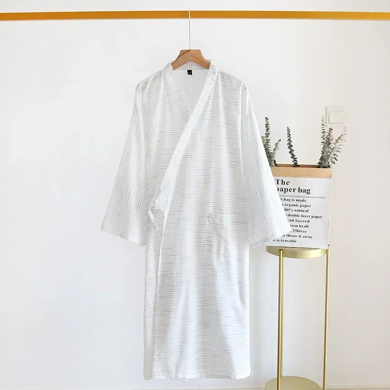 Men's Cotton Kimono Nightgown – Soft, Breathable Nightshirt for Ultimate Comfort VexonGear