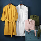 Men’s Robe Cotton Waffle Fabric Adjustable Tie Belt VexonGear