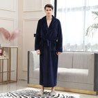 Men's Coral Fleece Bathrobe – Soft Long Dressing Gown for Ultimate Comfort & Warmth VexonGear