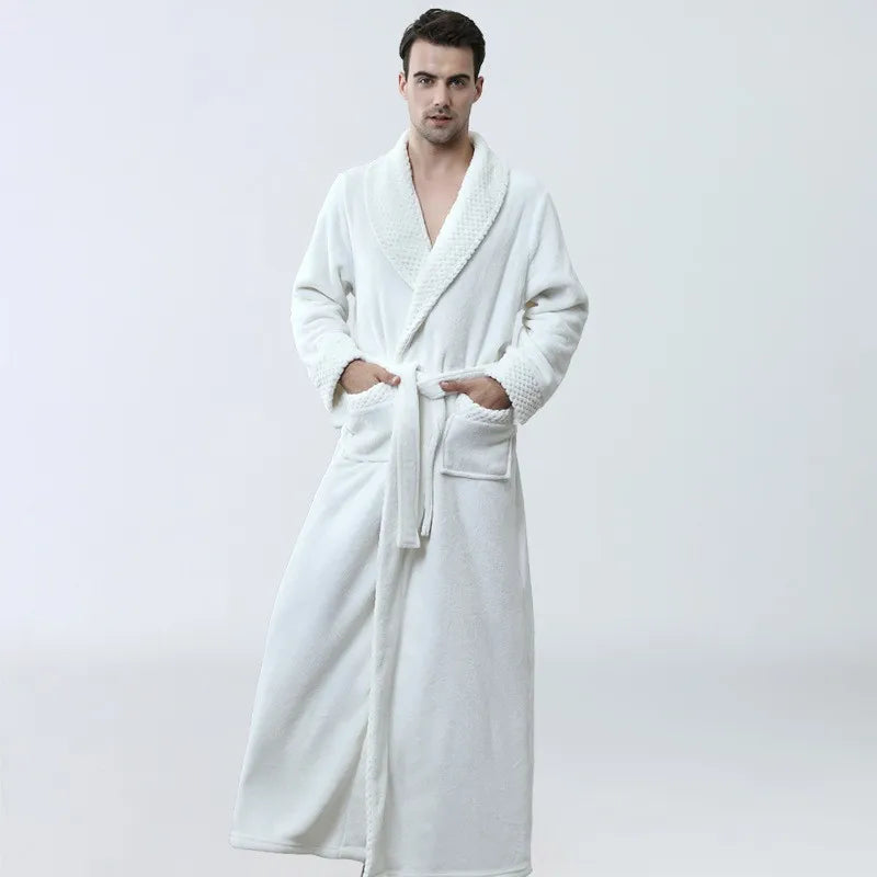 Men's Coral Fleece Bathrobe – Soft Long Dressing Gown for Ultimate Comfort & Warmth VexonGear