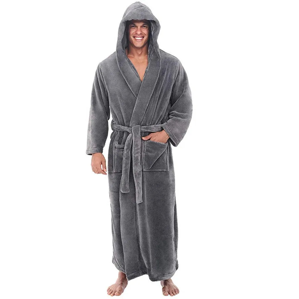 Men's Hooded Bathrobe – Soft Plush Robe for Warmth, Comfort & Relaxation VexonGear