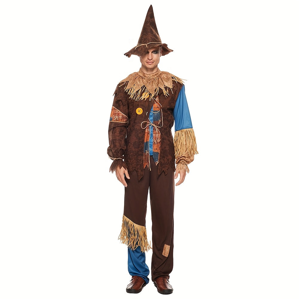 Scarecrow Halloween Costume | Patchwork Design With Straw Accents VexonGear
