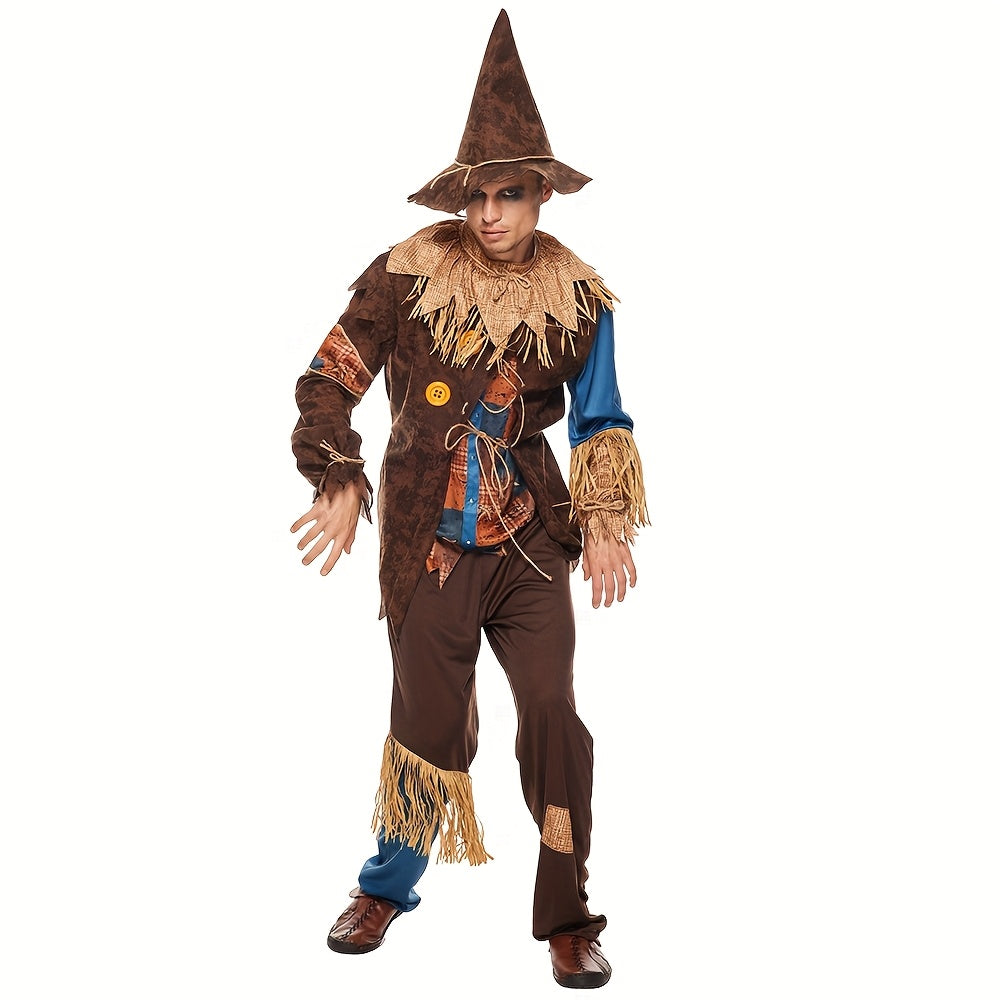 Scarecrow Halloween Costume | Patchwork Design With Straw Accents VexonGear