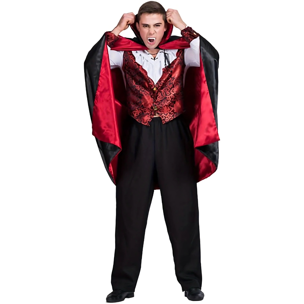 Gothic Vampire Costume | Embroidered Vest with Cape VexonGear