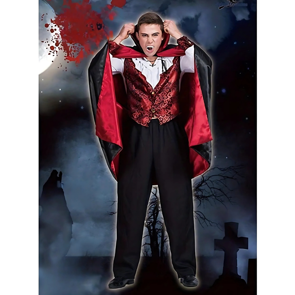 Gothic Vampire Costume | Embroidered Vest with Cape VexonGear