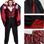 Gothic Vampire Costume | Embroidered Vest with Cape VexonGear