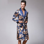 Mens Robe Kimono Style Knee Length Navy Blue VexonGear