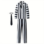 Striped Costume Suit | Black and White Movie Character Design VexonGear