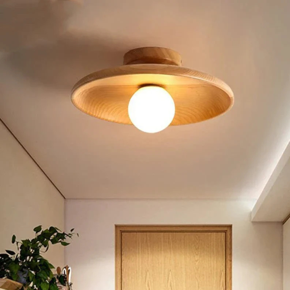 Flush Mount Ceiling Light LED Wood Shade 18 to 35 cm 110 to 240V VexonGear