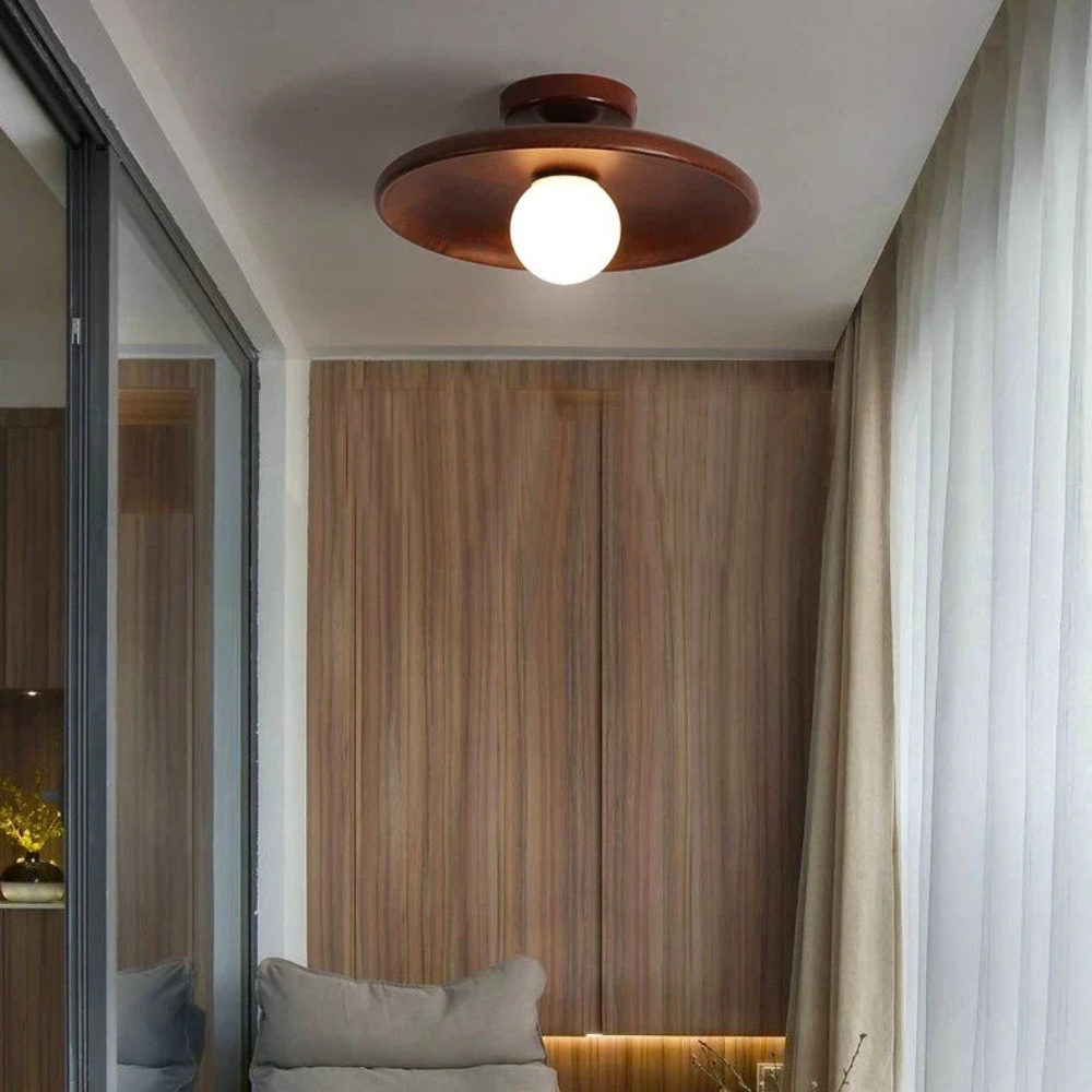 Flush Mount Ceiling Light LED Wood Shade 18 to 35 cm 110 to 240V VexonGear