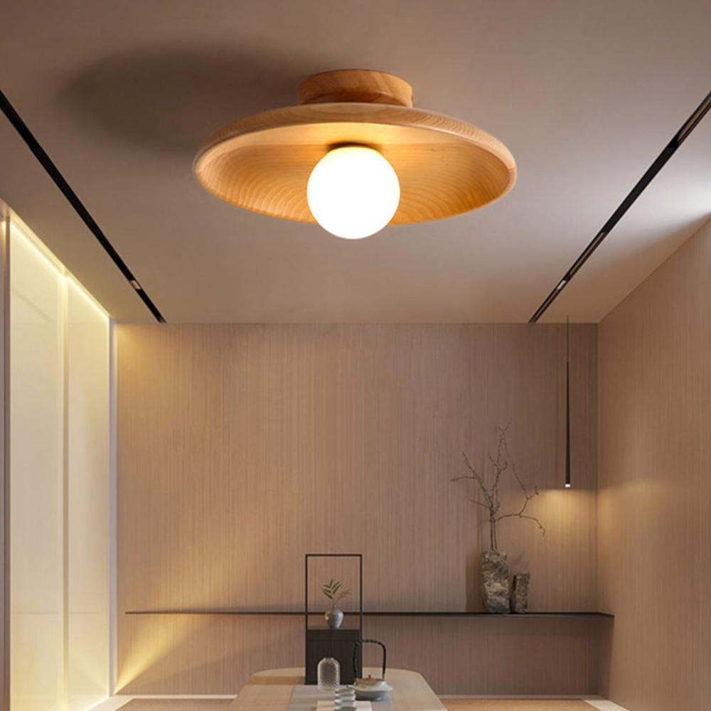 Flush Mount Ceiling Light LED Wood Shade 18 to 35 cm 110 to 240V VexonGear