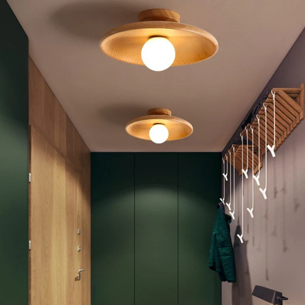 Flush Mount Ceiling Light LED Wood Shade 18 to 35 cm 110 to 240V VexonGear
