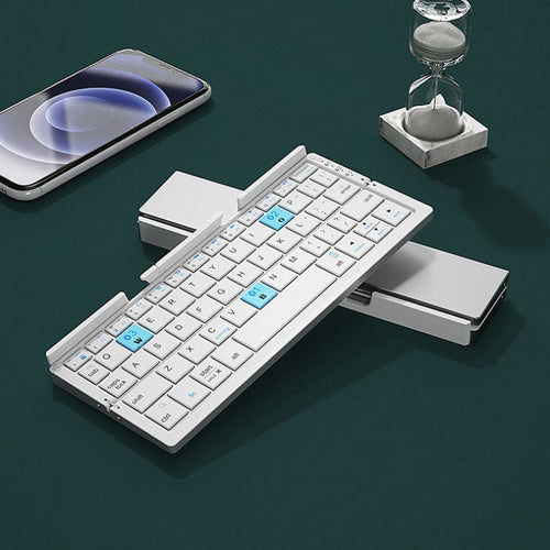Bluetooth Keyboard, Foldable Mini Aluminum Keyboard for Phone and Tablet, Rechargeable Portable Silent Keyboard